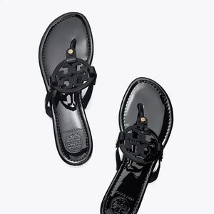 Tory Burch Miller Sandal Size 7, patent black leather